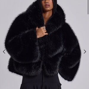 Jaded London Mara Oversized Faux Fur Coat in Black